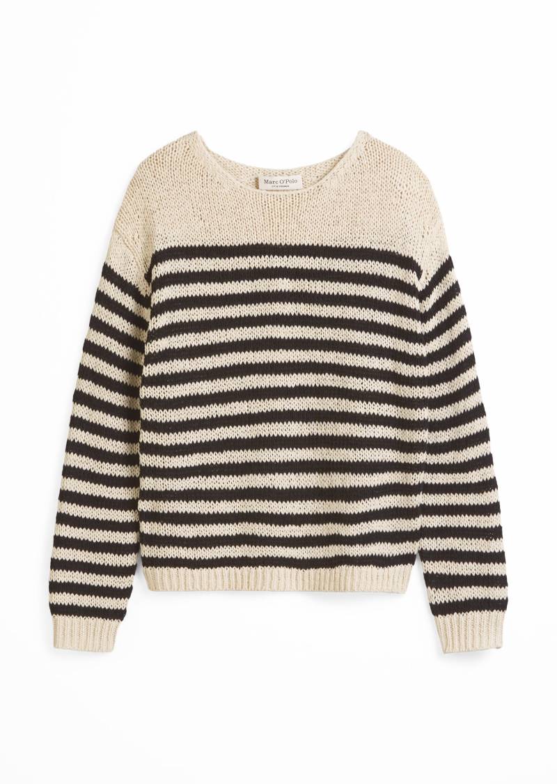 Marc OPolo Casual - Gestreifter Pullover loose beige/schwarz - Gr. - XS von Marc O'Polo Casual