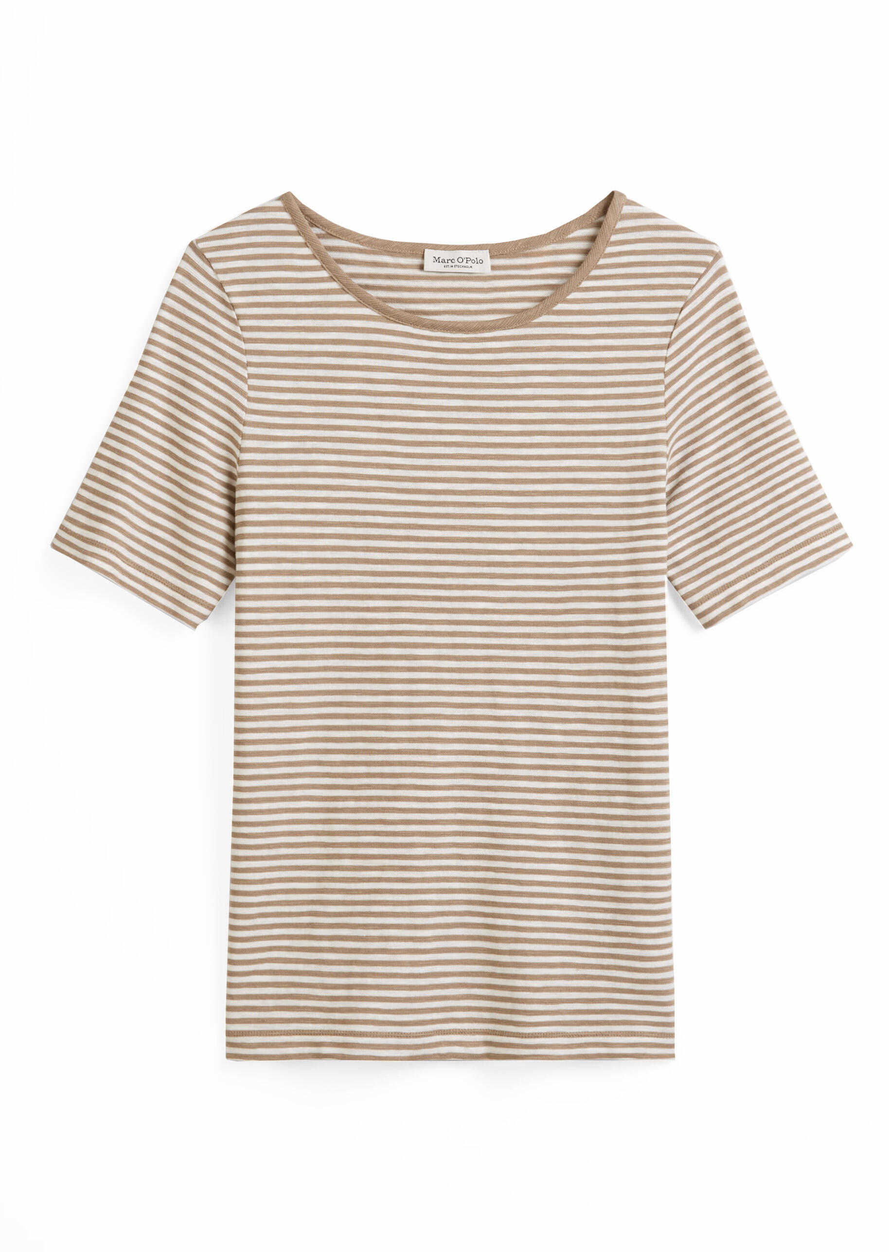 Marc OPolo Casual - Gestreiftes T-Shirt regular braun/weiß - Gr. - XL von Marc O'Polo Casual