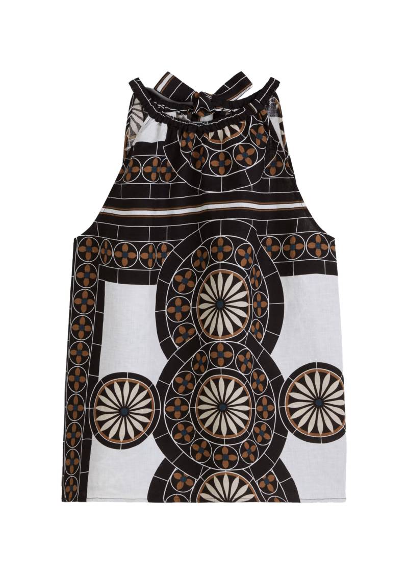 Marc OPolo Casual - Leinen-Top braun/schwarz - Gr. - 38 von Marc O'Polo Casual