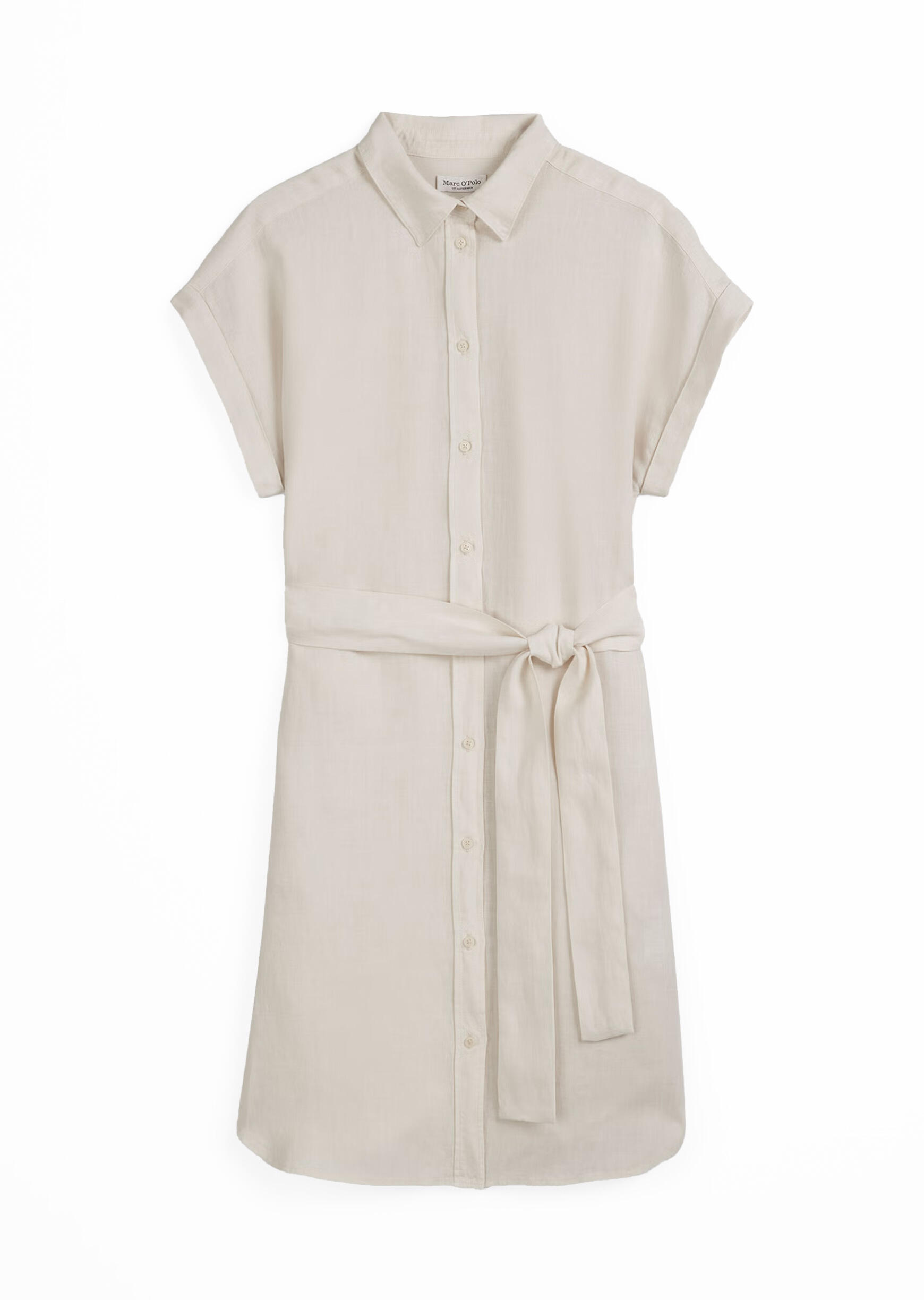 Marc OPolo Casual - Leinenkleid relaxed mit Bindegürtel beige - Gr. - 36 von Marc O'Polo Casual