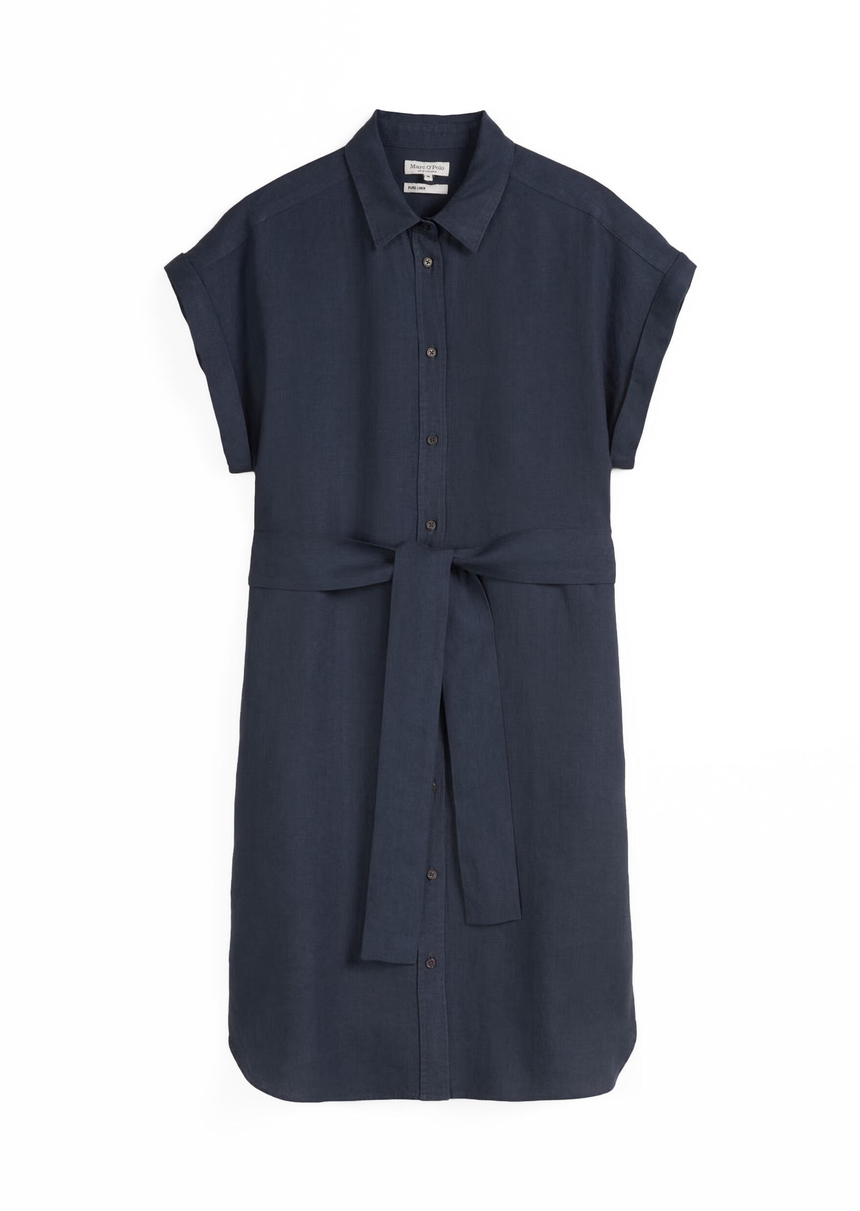 Marc OPolo Casual - Leinenkleid relaxed mit Taillengürtel blau - Gr. - 44 von Marc O'Polo Casual