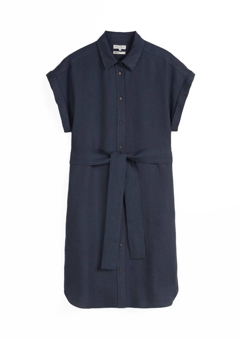Marc OPolo Casual - Leinenkleid relaxed mit Taillengürtel blau - Gr. - 44 von Marc O'Polo Casual