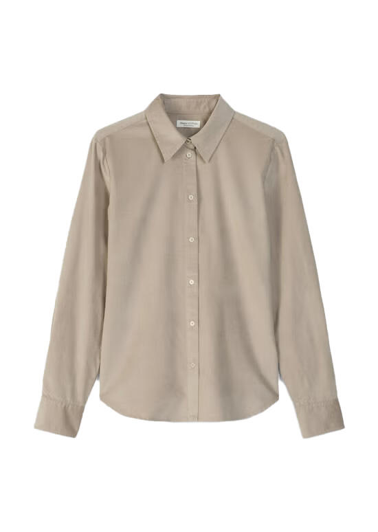 Marc OPolo Casual - Samtbluse aus Bio-Baumwoll-Viskose-Mix beige - Gr. - 40 von Marc O'Polo Casual