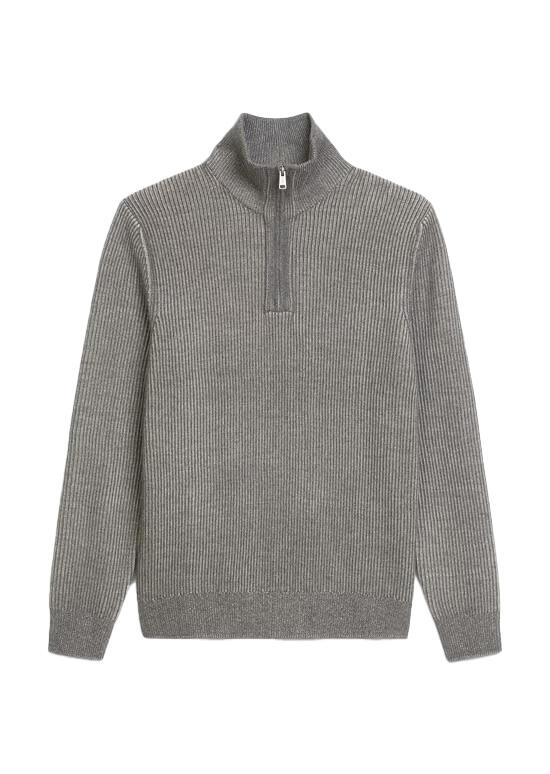 Marc OPolo Casual - Troyer aus Baumwoll-Schurwoll-Mix grau - Gr. - L von Marc O'Polo Casual