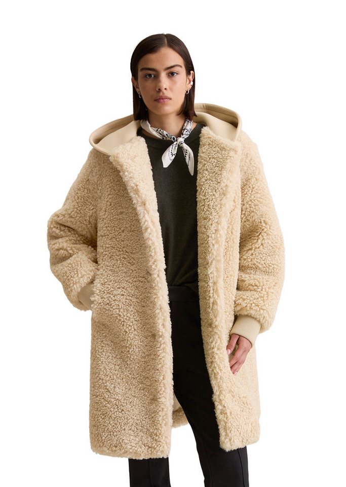 Marc O'Polo DENIM Fellimitatmantel mit Scuba-Jersey-Kapuze von Marc O'Polo DENIM