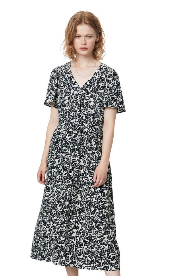 Marc O'Polo DENIM Midikleid mit elastischer Taille, aus fließendem Viskose-Crêpe von Marc O'Polo DENIM