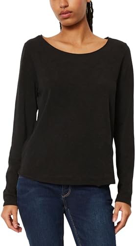 Marc O'Polo Damen B41238552493 Longsleeve Aus Bio-Baumwolle, Langarmshirt Mit Rundhalsausschnitt, Softes Damenshirt Lässigem Look, Schwarz, S EU von Marc O'Polo