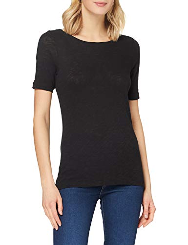 Marc O'Polo Damen B01226151399 T-Shirt Mit Leicht Melierter Oberfläche, Bequemes Oberteil Aus Bio Baumwolle, Schlichtes Kurzarmshirt Für Frauen, Schwarz, XL EU von Marc O'Polo