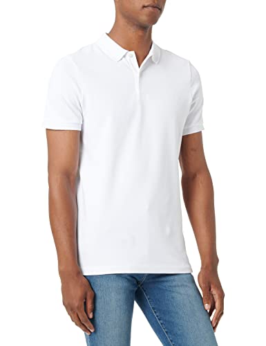 Marc O'Polo Herren Kurzarm-Poloshirt mit Stretch-Anteil Shaped Fit, Weiß (White), S von Marc O'Polo