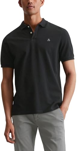 Marc O'Polo Herren Kurzarm-Poloshirt aus Bio-Baumwolle Regular Fit, Schwarz (Black), XXL von Marc O'Polo