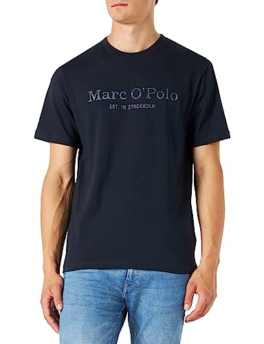 Marc O'Polo Herren T-Shirt aus Bio-Baumwolle mit Rundhalsausschnitt, Blau (Dark Navy), XS von Marc O'Polo