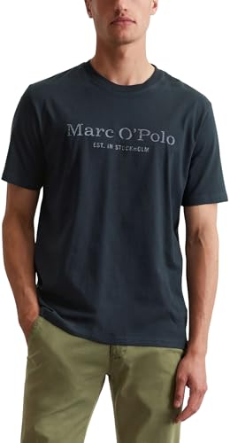 Marc O'Polo Herren T-Shirt aus Bio-Baumwolle mit Rundhalsausschnitt, Blau (Dark Navy), XS von Marc O'Polo
