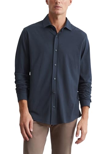 Marc O'Polo Herren Jerseyhemd aus Bio-Baumwolle Langarm, Blau (Dark Navy), M von Marc O'Polo