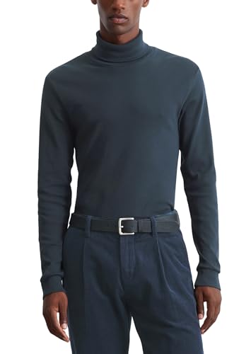 Marc O'Polo Herren Langarmshirt aus Bio-Baumwolle mit Rollkragen, Blau (Dark Navy), XS von Marc O'Polo