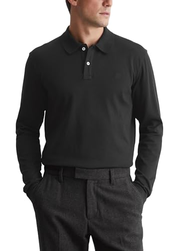 Marc O'Polo Herren Langarm-Poloshirt aus Bio-Baumwolle Regular Fit, Schwarz (Black), L Marc O'Polo Herren Langarm-Poloshirt aus Bio-Baumwolle Regular Fit, Schwarz (Black), L von Marc O'Polo