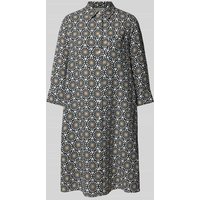Marc O'Polo Ausgestelltes Leinenkleid mit Puffärmeln in Marine, Größe 38 von Marc O'Polo