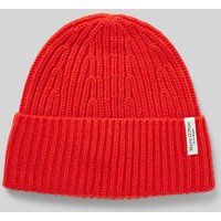 Marc O'Polo Beanie aus hochwertigem Schurwoll-Kaschmir-Mix mit geripptem Umschlag in Rot, Größe 1 von Marc O'Polo