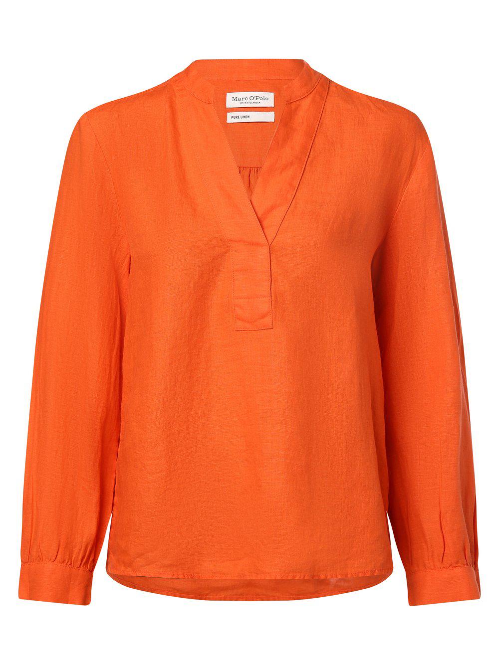 Marc O'Polo Blusenshirt aus Leinen Damen V-Ausschnitt, orange von Marc O'Polo