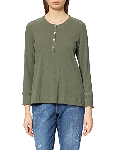 Marc O’Polo Body & Beach Damen W-Shirt LS Henley Pyjamaoberteil, Grün, S von Marc O'Polo