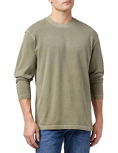 Marc O'Polo Herren Langarmshirt aus Bio-Baumwolle mit Rundhalsausschnitt, Grün (Olive), XL von Marc O'Polo