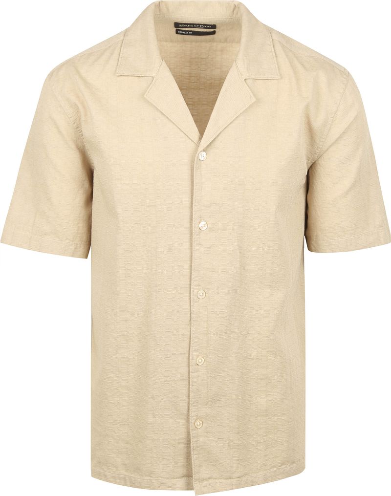 Marc O'Polo Crèpe Hemd Short Sleeves Beige - Größe L von Marc O'Polo