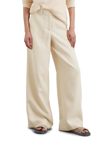 Marc O'Polo Damen Anzughose elegant Wide Fit, Cremefarben (Natural Cotton), 40 von Marc O'Polo