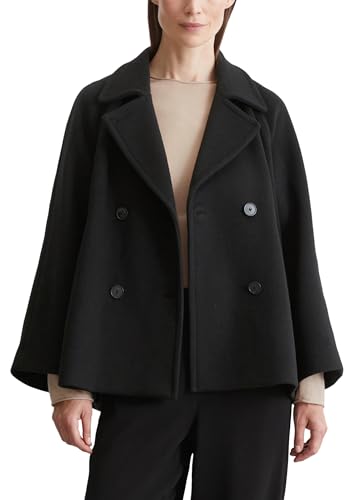 Marc O'Polo Damen Cabanjacke mit Reverskragen elegant, Schwarz (Black), 46 von Marc O'Polo