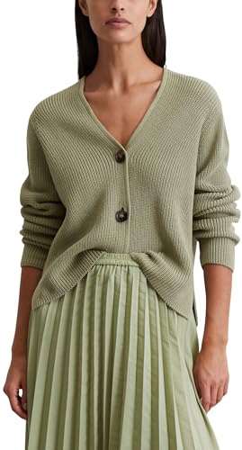 Marc O'Polo Damen Cardigan aus Bio-Baumwolle mit V-Ausschnitt, Grün (Smooth Sage), S von Marc O'Polo