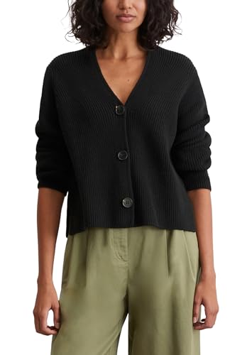 Marc O'Polo Damen Cardigan aus Bio-Baumwolle mit V-Ausschnitt, Schwarz (Black), S von Marc O'Polo