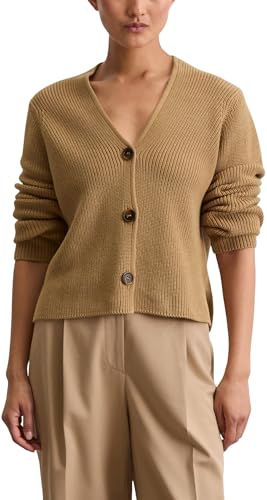 Marc OߴPolo Damen Cardigan mit V-Ausschnitt Relaxed Fit, Beige (Pure Sand), XXL von Marc O'Polo