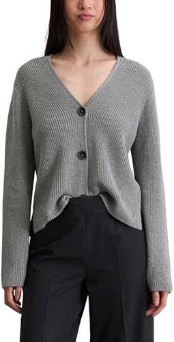 Marc OߴPolo Damen Cardigan mit V-Ausschnitt Relaxed Fit, Grau (Grey Granite Melange), XS von Marc O'Polo