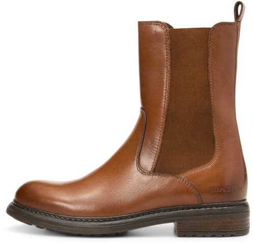 Marc OߴPolo Damen Chelsea Boots aus Leder mit höherem Schaft, Braun (Cognac), 42 von Marc O'Polo