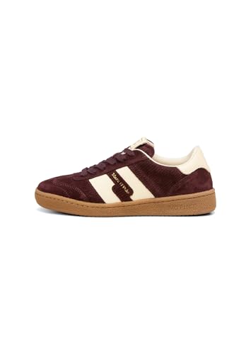 Marc OߴPolo Damen Sneaker flach aus Leder mit Wechselfußbett, Rot (Dark Aubergine Red/Raw Cotton), 42 Marc OߴPolo Damen Sneaker flach aus Leder mit Wechselfußbett, Rot (Dark Aubergine Red/Raw Cotton), 42 von Marc O'Polo