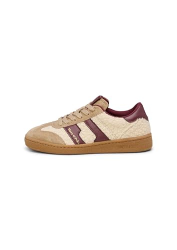 Marc OߴPolo Damen Sneaker flach mit Lederanteil Freizeit, Beige (Light Pure Sand/Aubergine Red), 42 von Marc O'Polo