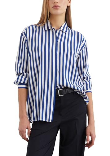 Marc O'Polo Damen Hemd gestreift Oversized, Mehrfarbig (Multi/Shiny Blue), 36 von Marc O'Polo