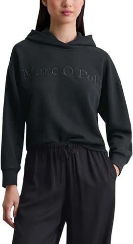 Marc OߴPolo Damen Hoodie aus Bio-Baumwolle mit Logo-Print, Blau (Deep Night Blue), XXL von Marc O'Polo