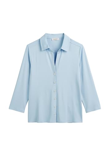 Marc O'Polo Damen Jerseybluse mit Kentkragen verkürzte Ärmel, Blau (Smooth Sky), XXL von Marc O'Polo