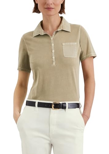 Marc O'Polo Damen Kurzarm-Poloshirt aus Bio-Baumwolle Slim Fit, Beige (Summer Sand), L von Marc O'Polo