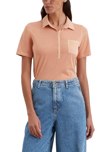 Marc O'Polo Damen Kurzarm-Poloshirt aus Bio-Baumwolle Slim Fit, Rosa (Mellow Peach), M von Marc O'Polo
