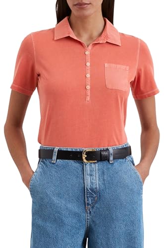Marc O'Polo Damen Kurzarm-Poloshirt aus Bio-Baumwolle Slim Fit, Rot (Burnt Red), M von Marc O'Polo