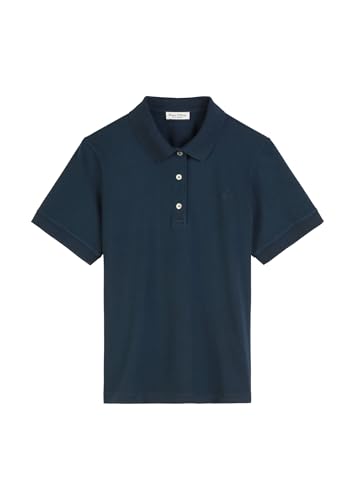 Marc O'Polo Damen Kurzarm-Poloshirt mit Stretch-Anteil Regular Fit, Blau (Deep Night Blue), L von Marc O'Polo