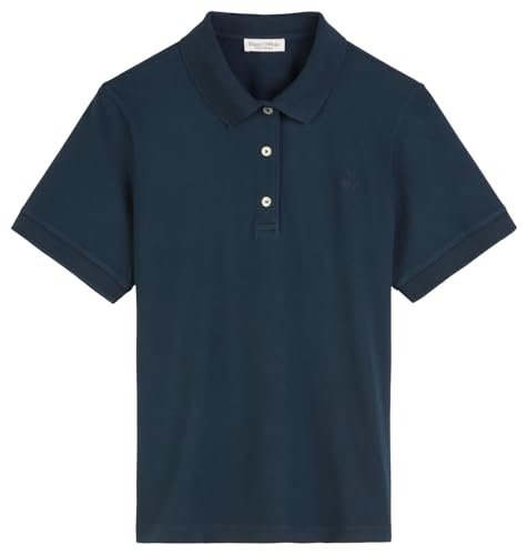 Marc O'Polo Damen Kurzarm-Poloshirt mit Stretch-Anteil Regular Fit, Blau (Deep Night Blue), XS von Marc O'Polo