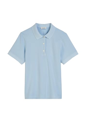Marc O'Polo Damen Kurzarm-Poloshirt mit Stretch-Anteil Regular Fit, Blau (Smooth Sky), L von Marc O'Polo