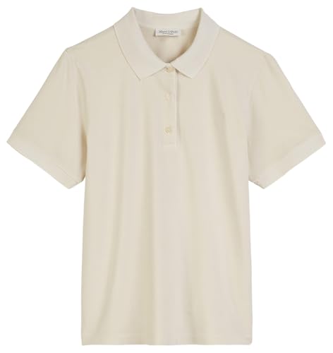 Marc O'Polo Damen Kurzarm-Poloshirt mit Stretch-Anteil Regular Fit, Cremefarben (Natural Cotton), S von Marc O'Polo