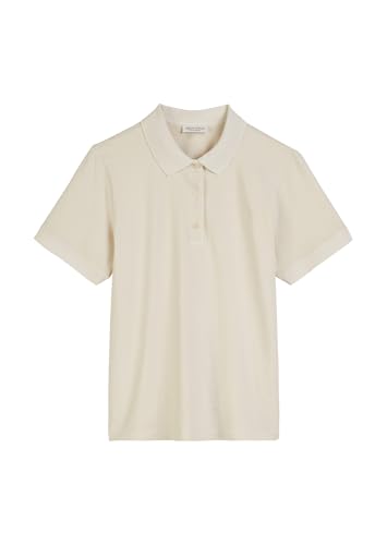 Marc O'Polo Damen Kurzarm-Poloshirt mit Stretch-Anteil Regular Fit, Cremefarben (Natural Cotton), XL von Marc O'Polo