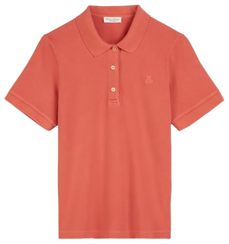 Marc O'Polo Damen Kurzarm-Poloshirt mit Stretch-Anteil Regular Fit, Rot (Burnt Red), XXL von Marc O'Polo
