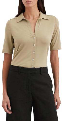 Marc O'Polo Damen Kurzarmbluse mit klassischem Kentkragen Regular Fit, Beige (Summer Sand), XS von Marc O'Polo