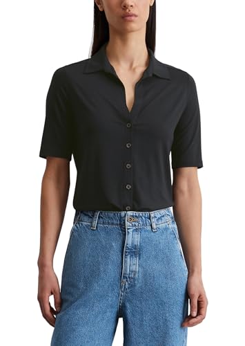 Marc O'Polo Damen Kurzarmbluse mit klassischem Kentkragen Regular Fit, Blau (Deep Night Blue), M von Marc O'Polo