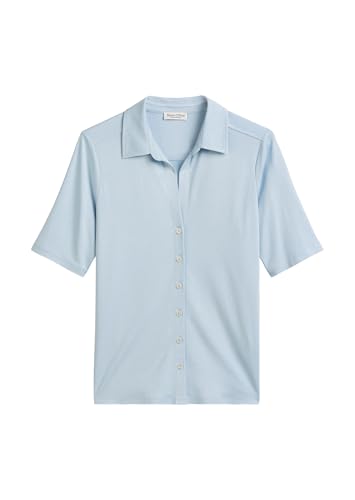 Marc O'Polo Damen Kurzarmbluse mit klassischem Kentkragen Regular Fit, Blau (Smooth Sky), XS von Marc O'Polo