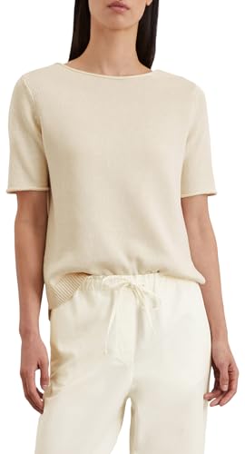 Marc O'Polo Damen Kurzarmpullover aus Strick Regular Fit, Cremefarben (Natural Cotton), XS von Marc O'Polo